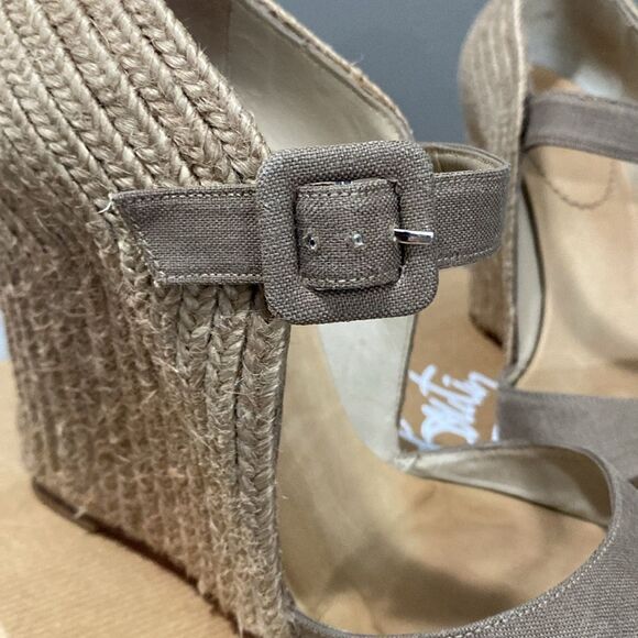 CHRISTIAN LOUBOUTIN Taupe Espadrille Wedges Size 37 US 6.5 Red Bottoms - Picture 9 of 16